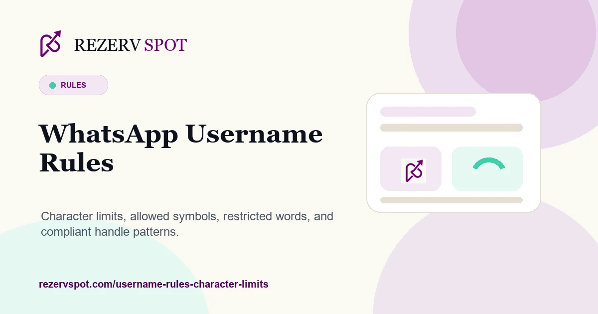 WhatsApp username rules card